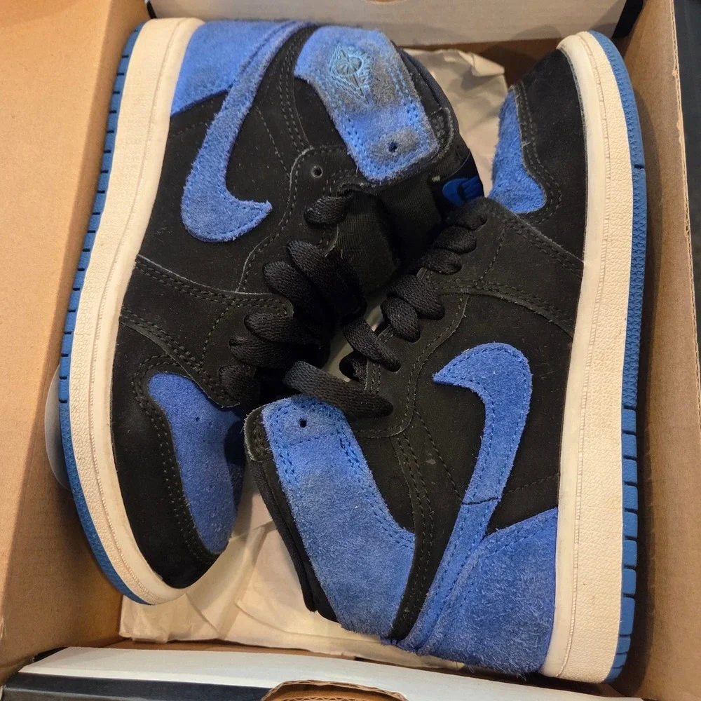 Jordan 1 Retro High OG Royal Reimagined Kids Black Blue Suede FD1412-042 13C
